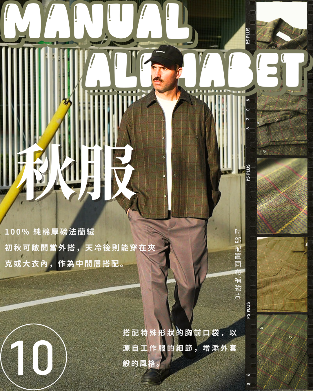 Manual Alphabet 厚棉格紋肘部補強襯衫 IG 貼文封面