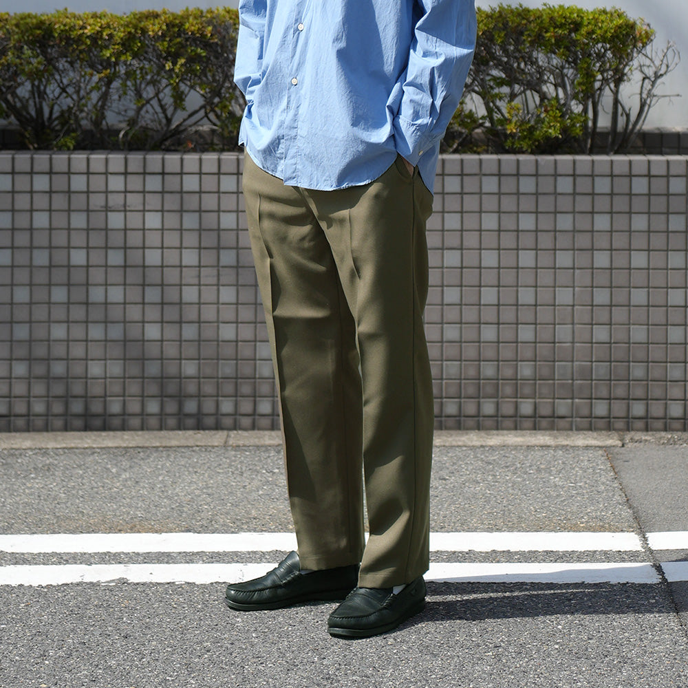 日製半鬆緊壓褶錐形長褲 KHAKI 供應商實穿 2